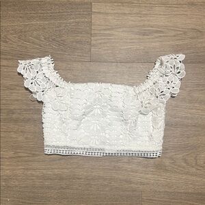 Lulu's White Lace Crop Top